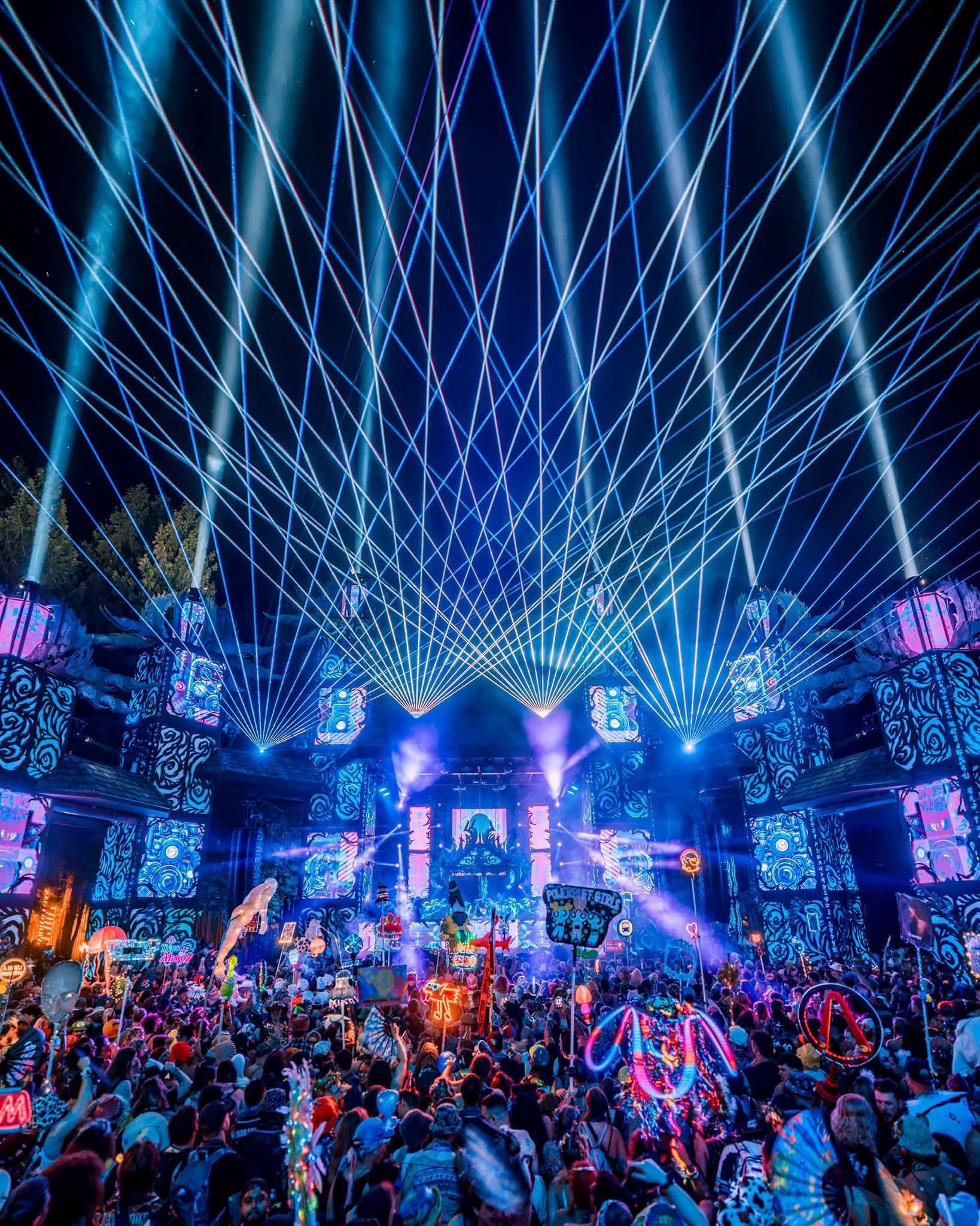 Lasers over the Village Stage at Shambhala Music Festival · Salmo River Ranch, BC